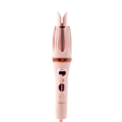 Mayeya Automatic Curling & Straightening Iron - Pink Multifunctional Styler with Dual Swivel & Anti-Iron Feature - Heat Free Hair Waver for Natural Waves - Travel Friendly Lazy Curling Tool
