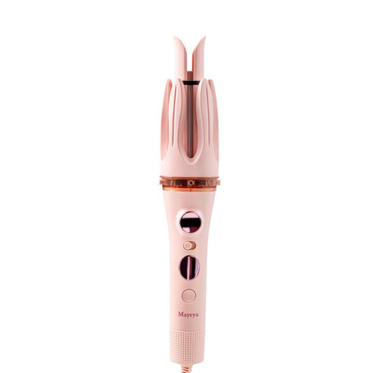 Mayeya Automatic Curling & Straightening Iron - Pink Multifunctional Styler with Dual Swivel & Anti-Iron Feature - Heat Free Hair Waver for Natural Waves - Travel Friendly Lazy Curling Tool